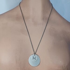 Gunmetal Spider Poetry Necklace.